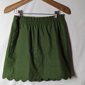 J.by J. Crew green scalloped hem lined skirt sz 10